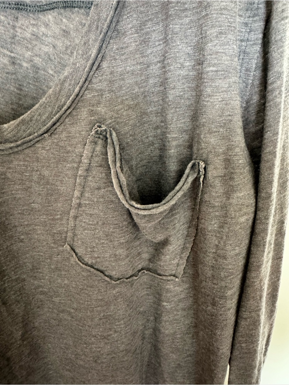 We The Free Charcoal V-Neck Long Sleeve Pocket Tee - Picture 4 of 7